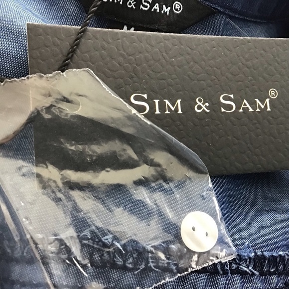 Sim & Sam shortsleeve cropped,button up, self tie,100% cotton denim shirt M NWT - Picture 6 of 7